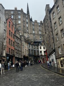 Street with colorful houses in Edinburgh, Scotland