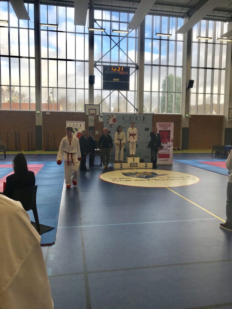 Karate contest podium