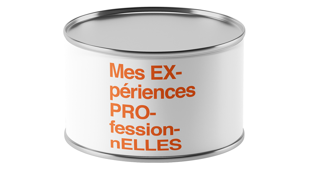 image d'une boîte de conserve avec sur l'étiquette le texte "Mes expériences professionnelles"